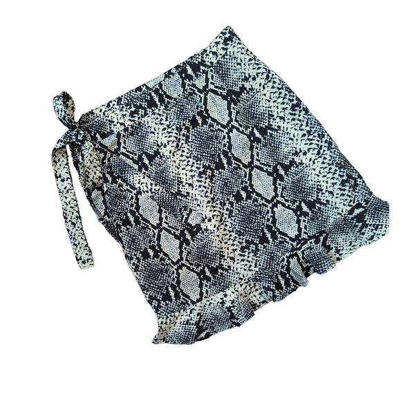 Nasty Gal Collection Snake Print Ruffle Hem Mini Skirt Size S - Picture 1 of 5